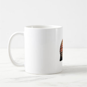 Caneca De Café Desenho Vetorial de Floresta de Caça Vintage Sunse