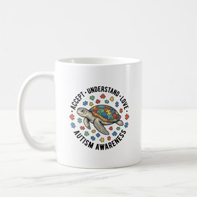 Caneca De Café Desenho Vetorial de Tartaruga de Quebra-Cabeça de  (Esquerda)