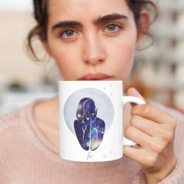 Caneca De Café Desenho Zodíaco Azul Feminino de Leão
