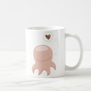 Caneca De Café Desenhos animados bonitos do amor do polvo