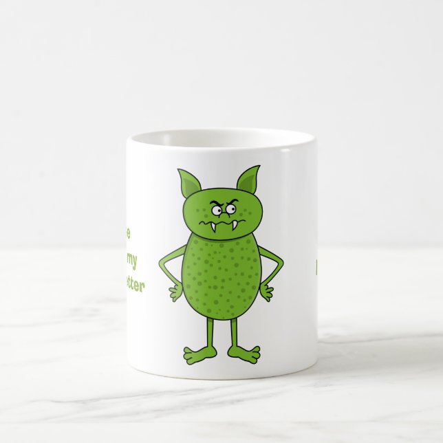 Caneca De Café Desenhos animados verdes bonitos do diabrete (Centro)