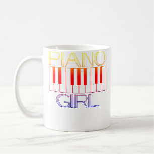 Caneca De Café Desenhos de Piano Girl para Pianistas