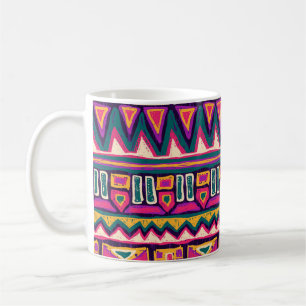 Caneca De Café Desenhos tribais: padrão asteca desenhado à mão.