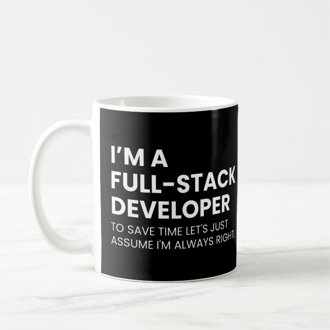 Caneca De Café Desenvolvedor Full-Stack Dito Divertido de Codific (Esquerda)