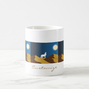 Caneca De Café Desert Coyote Howling Full Moon Thunder_Cove