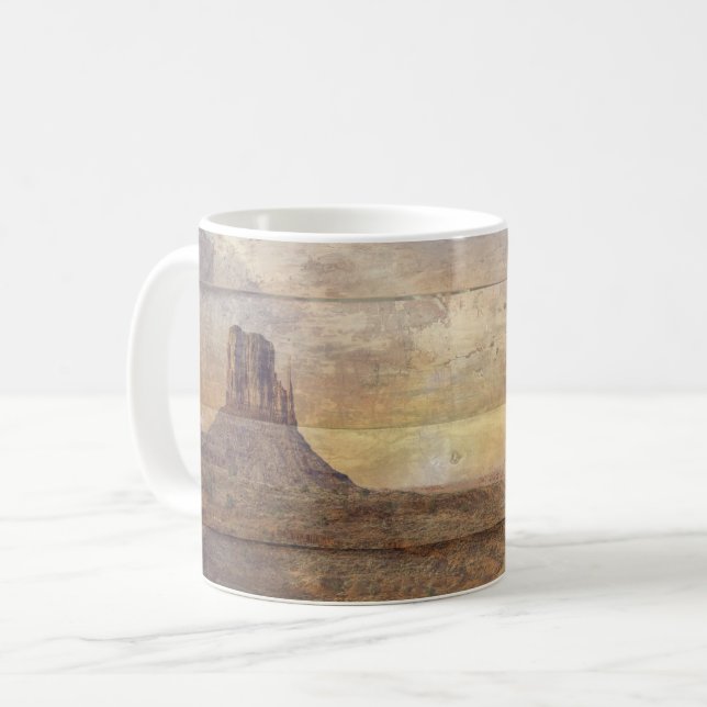 Caneca De Café Desert Landscape Monument Valley And Cloudy Sky (Frente Esquerda)