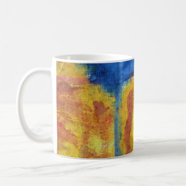 Caneca De Café Deserto de abstrato amarelo-amarelo-verde aquecido (Esquerda)