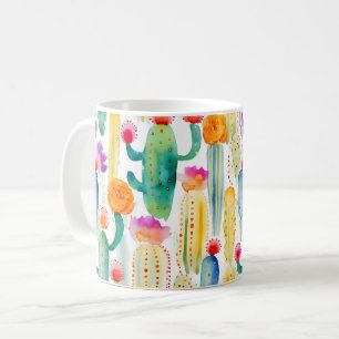 Caneca De Café Deserto de Arte Cactus Aquarela Colorida Sudoeste
