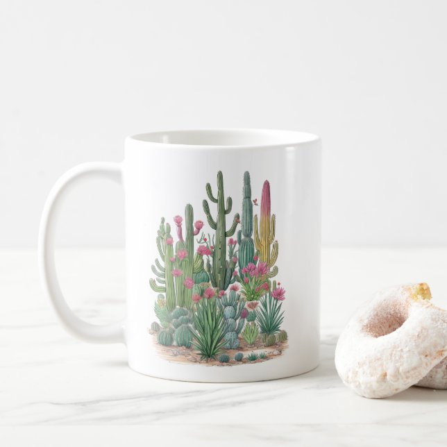 Caneca De Café Deserto de Cactus (Com Donut)