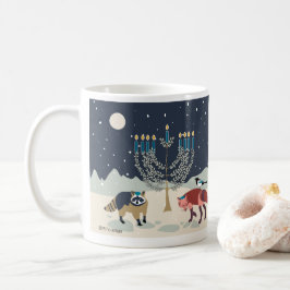 Caneca De Café Deserto de Menorah dos animais de Hanukkah