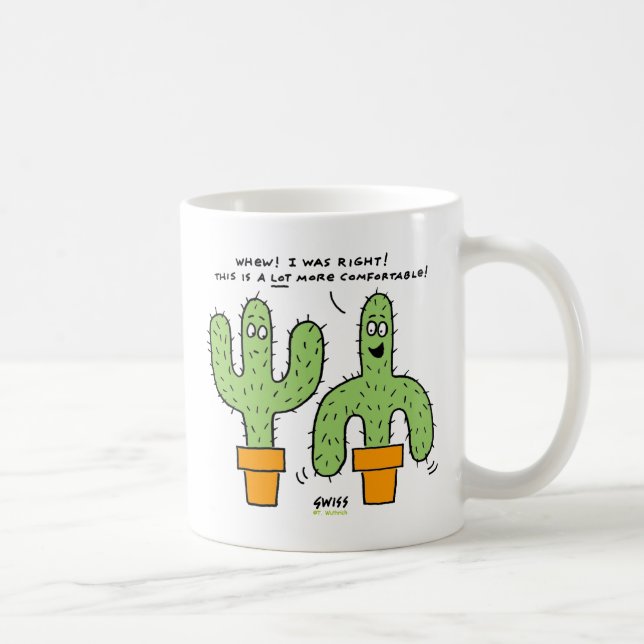 Caneca De Café Deserto Sudoeste Cactus Cartoon Engraçado Mug (Direita)