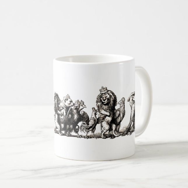 Caneca De Café Desfile de Animais de Contos de Fadas Antigos: Art (Frente Esquerda)