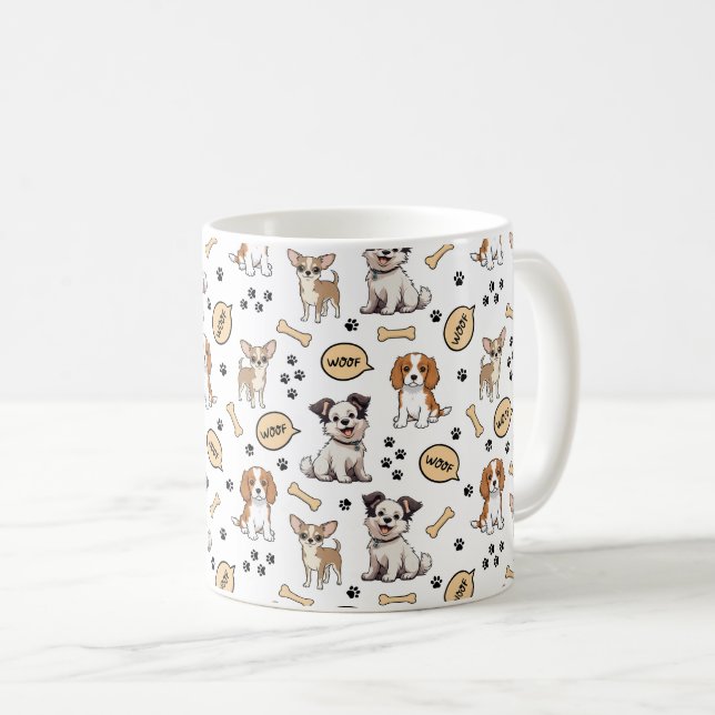 Caneca De Café Desfile de Cachorrinhos Divertidos (Frente Esquerda)