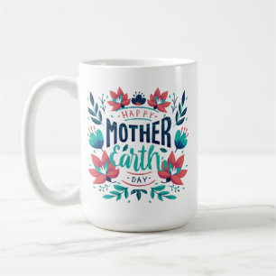 Caneca De Café Design- 23184, Dia da Mãe Terra Desenhada à Mão