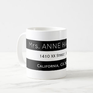 Caneca De Café design a preto e branco listrado