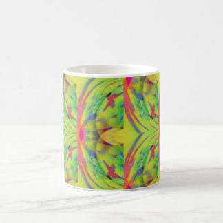Caneca De Café Design abstrato colorido em amarelo verde e no