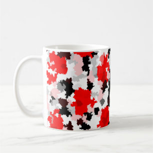 Caneca De Café Design abstrato do Camo Branco Preto Vermelho