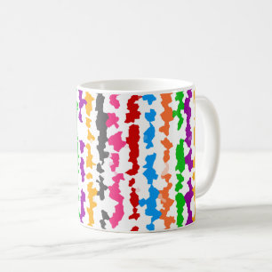 Caneca De Café Design Abstrato Irregular Colorido Branco