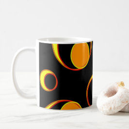 Caneca De Café Design abstrato moderno, círculos amarelos em pret