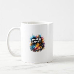 Caneca De Café Design Abstrato Motivacional Faça Acontecer