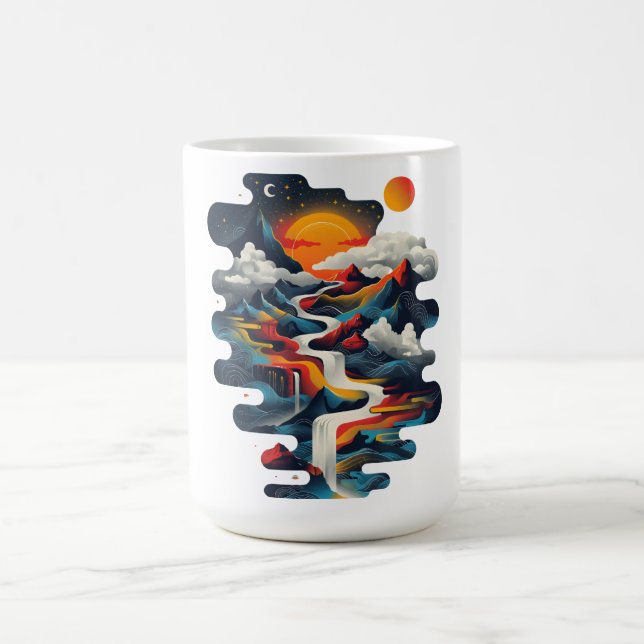 Caneca De Café Design abstrato, paisagem surreal (Centro)