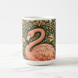 Caneca De Café design art nouveau Flamingo Rosa Vintage