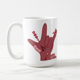 Caneca De Café Design ASL ILY - Amor Ferido Mas Ainda Forte