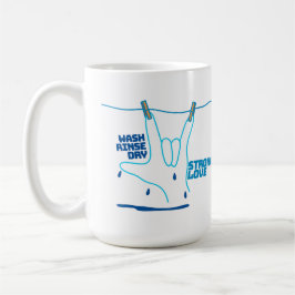 Caneca De Café Design ASL - Lavar, Enxaguar e Secar o Amor ILY