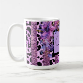 Caneca De Café design atrevido com estampa de leopardo rosa e lav
