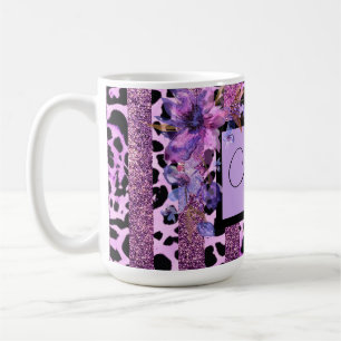 Caneca De Café design atrevido com estampa de leopardo rosa e lav