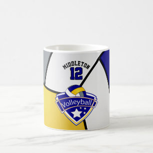 Caneca De Café Design azul, amarelo, branco e cinzento do