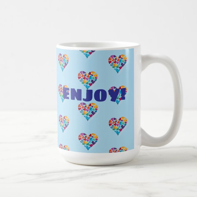 Caneca De Café Design, Azul, Aproveite!, Personalizado (Direita)