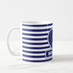 Caneca De Café Design azul-de Âncora Náutica - Faixa branca