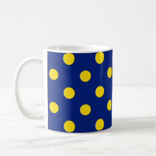 Caneca De Café Design Bolinhas Amarelo Azul