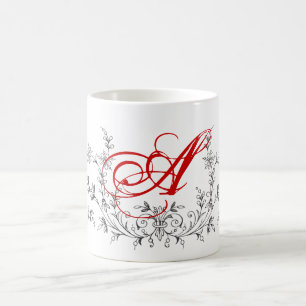 Caneca De Café Design Bonito personalizado monograma personalizad