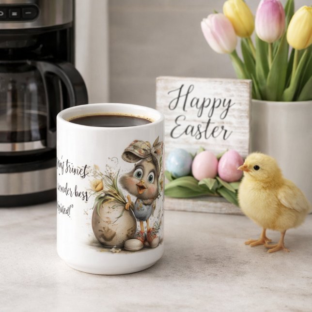 Caneca De Café Design Caprichoso de Frango de Primavera (Criador carregado)