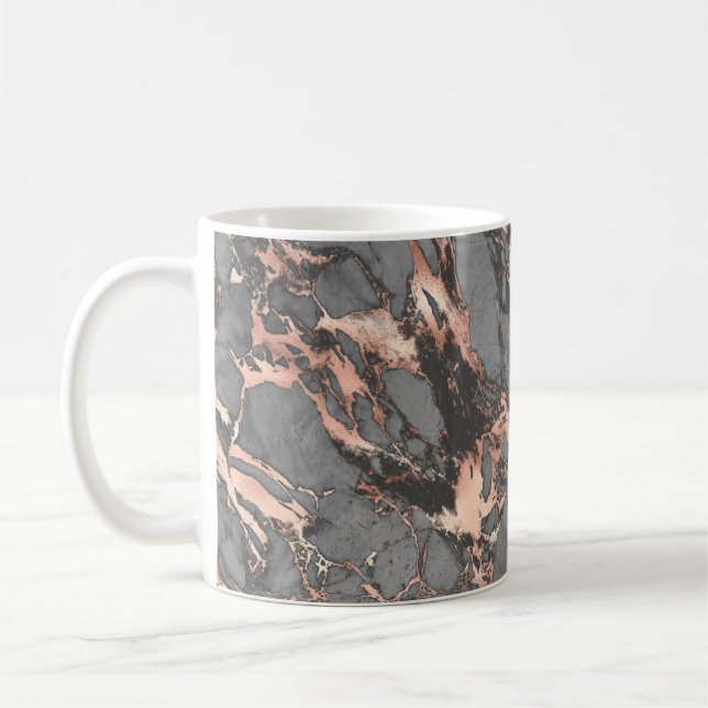 Caneca De Café design Cinza de mármore de ouro rosa (Esquerda)
