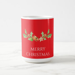 Caneca De Café Design clássico de natal com azevinho e pinha