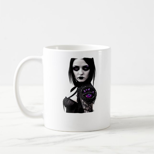 Caneca De Café Design Clássico De Whimsigoth Para Halloween (Esquerda)