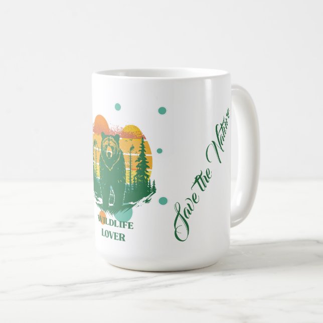 Caneca De Café Design Colorido Amante da Vida Selvagem (Frente Esquerda)
