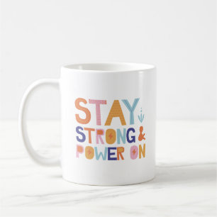 Caneca De Café Design Colorido Simples Força Positividade Diverti