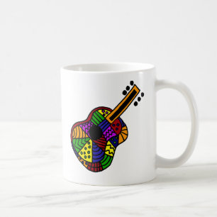 Caneca De Café Design colorido UV da guitarra da arte popular