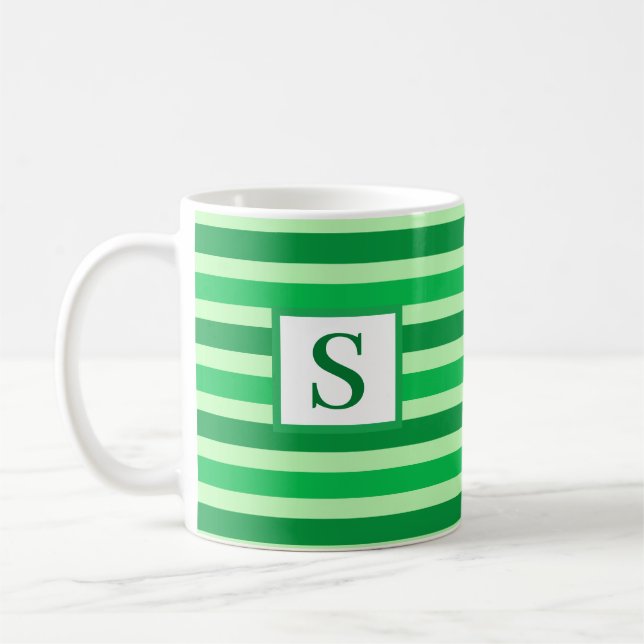 Caneca De Café Design com faixa verde-branca,, inicial (Esquerda)
