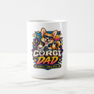 Caneca De Café Design Corgi Pai Jogador 1 Estilo Retro Gamer