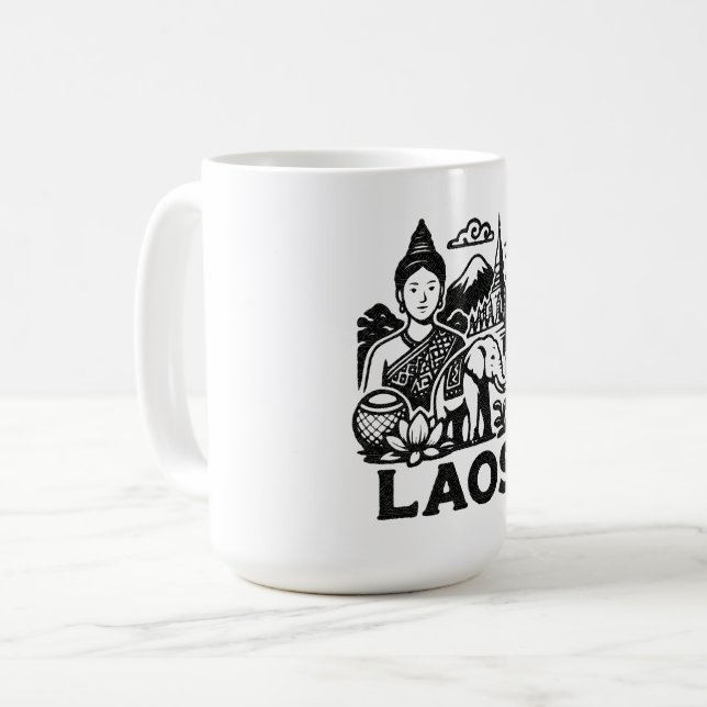 Caneca De Café design cultural do Laos (Frente Esquerda)