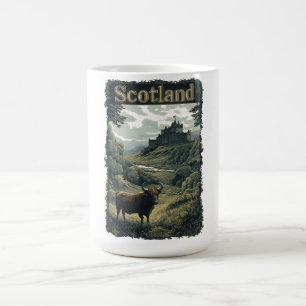 Caneca De Café Design da Escócia: Highland Cow, Castle e Scenery