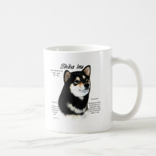 Caneca De Café Design da história de Shiba Inu (preto/tan)