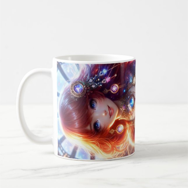 Caneca De Café Design da menina do Time-Keeper (Esquerda)