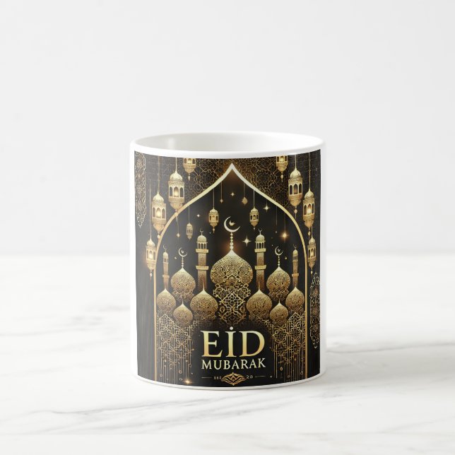 Caneca De Café Design da Mesquita de Eid Mubarak, Ouro Luxurista (Centro)