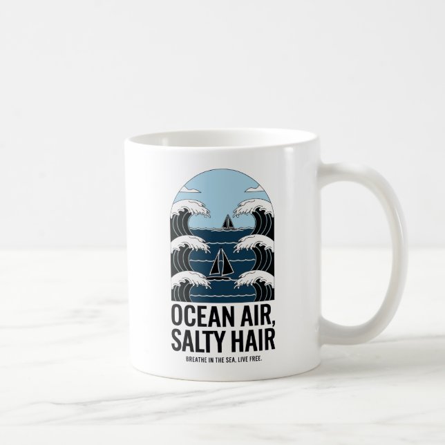 Caneca De Café Design da Onda de Navegação por Cabelo Salgado do  (Direita)